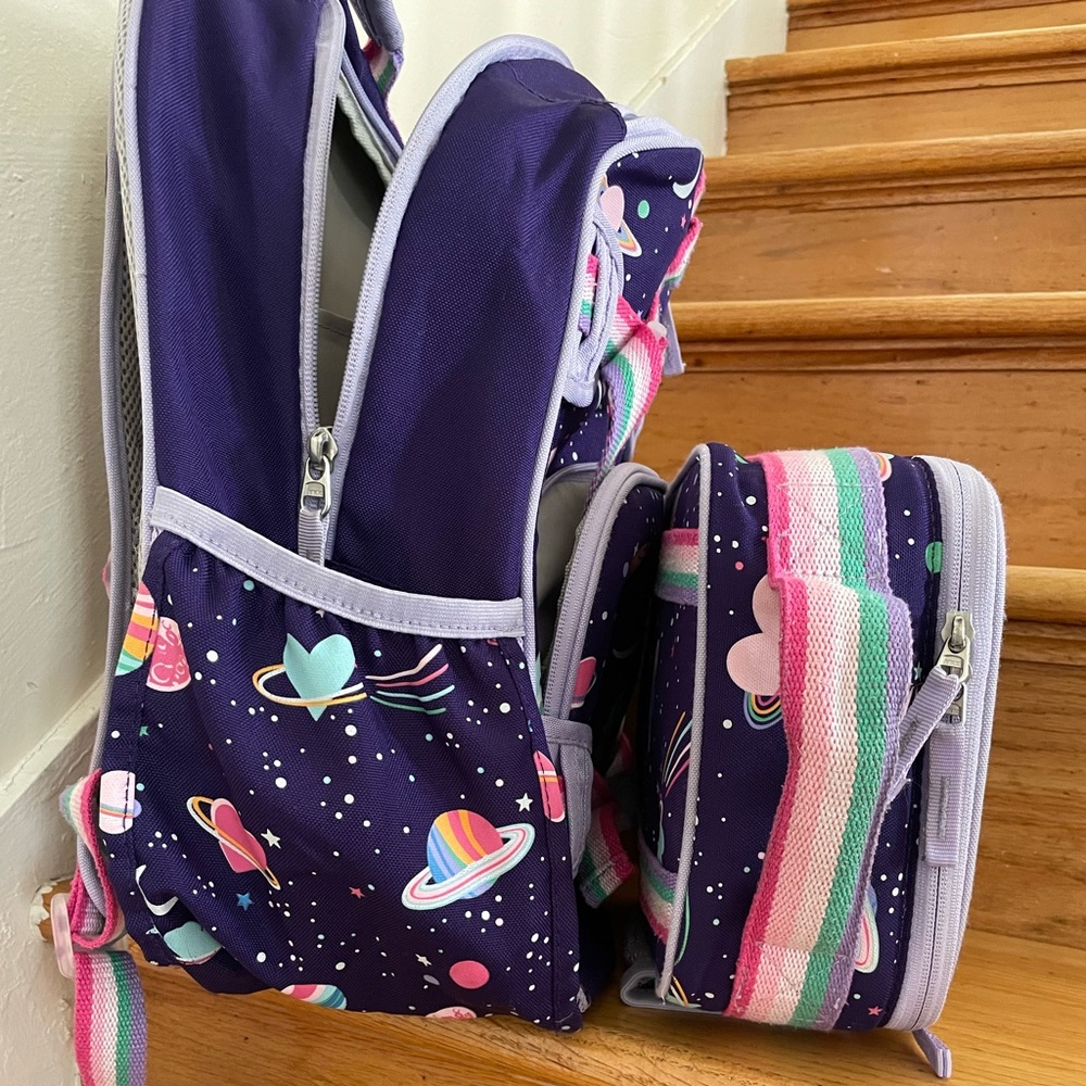 Mackenzie Rainbow Galaxy Heart backpack Lunch Bag Set - Picture 11 of 16